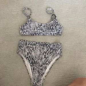 Black and white snake skin pattern bikini